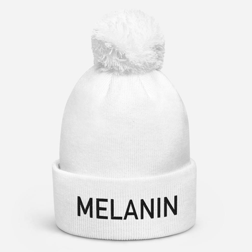 Melanin White Pom pom beanie - MELANIN FASHION