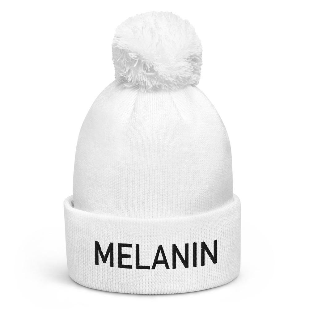 Melanin White Pom pom beanie - MELANIN FASHION