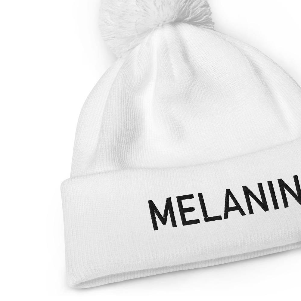 Melanin White Pom pom beanie - MELANIN FASHION